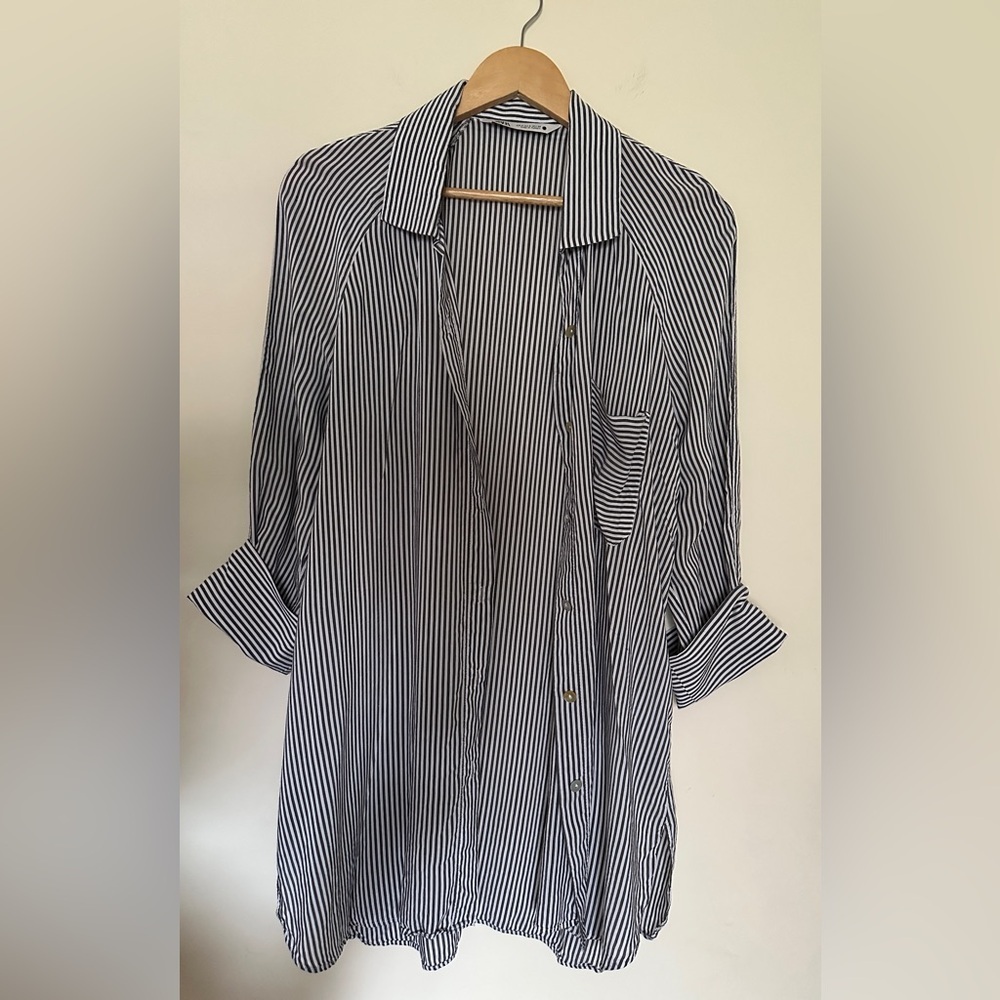 Zara ‎ Striped Shirt Women’s | Sz Small | Buttons | 3/4 Sleeve | Lightweight